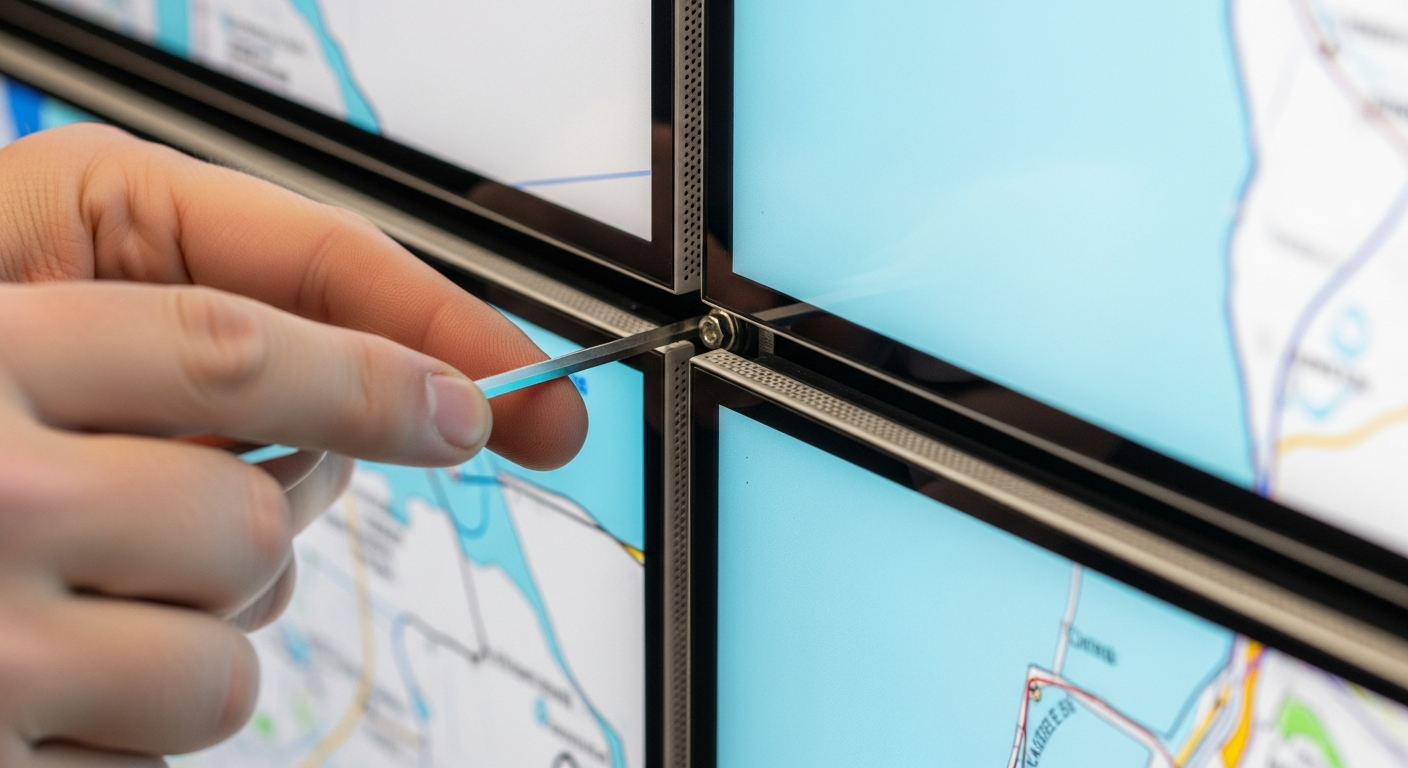 3x2 55 inç videowall yandan görünüm; bezel ölçü detayı