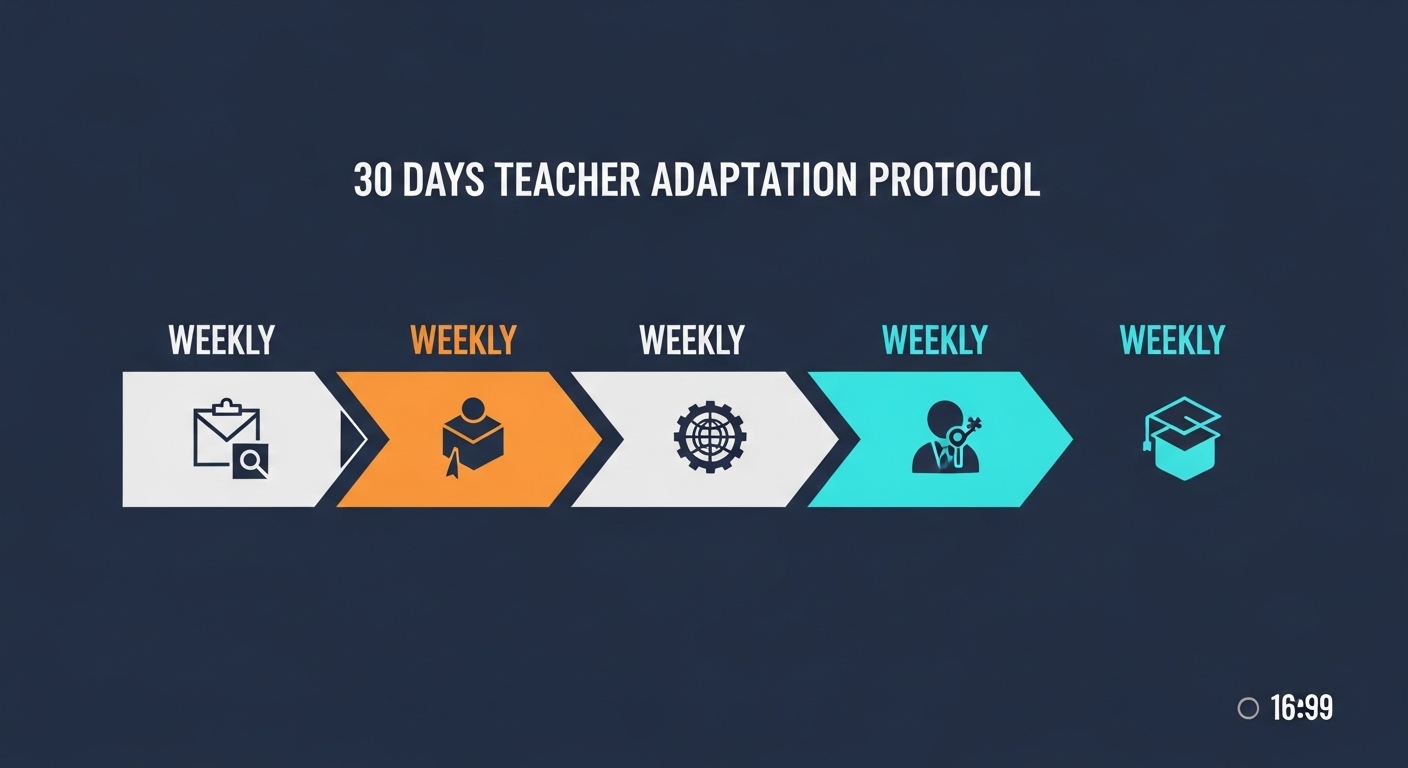 30 günlük adaptasyon protokolü diyagramı; hafta hafta hedefler