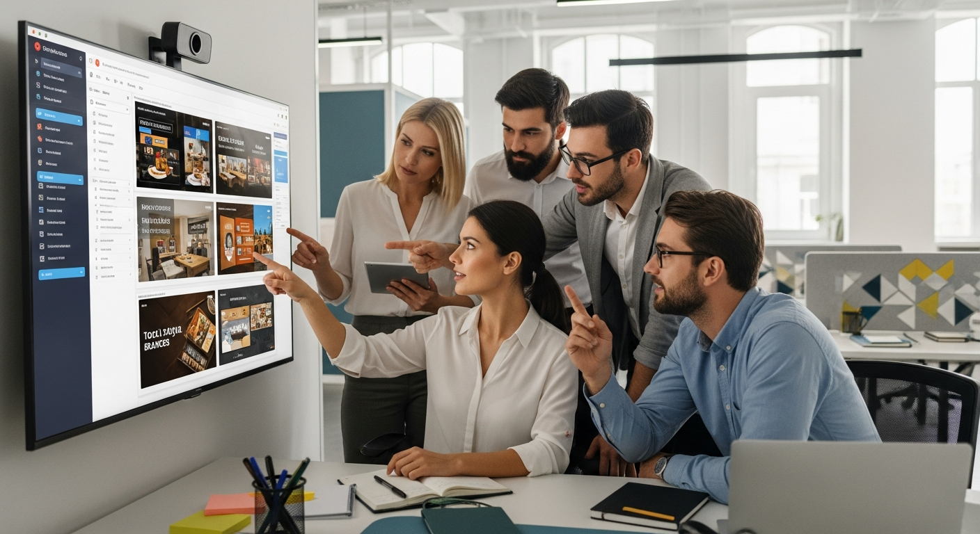 Marketing ekibi CMS dashboard'unda içerik yönetimi yapıyor — birden fazla şube preview