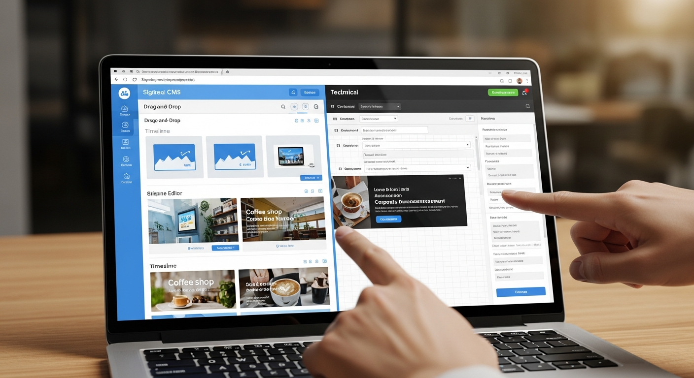 5 farklı CMS arayüzü ekran görüntüleri; fonksiyon karşılaştırma