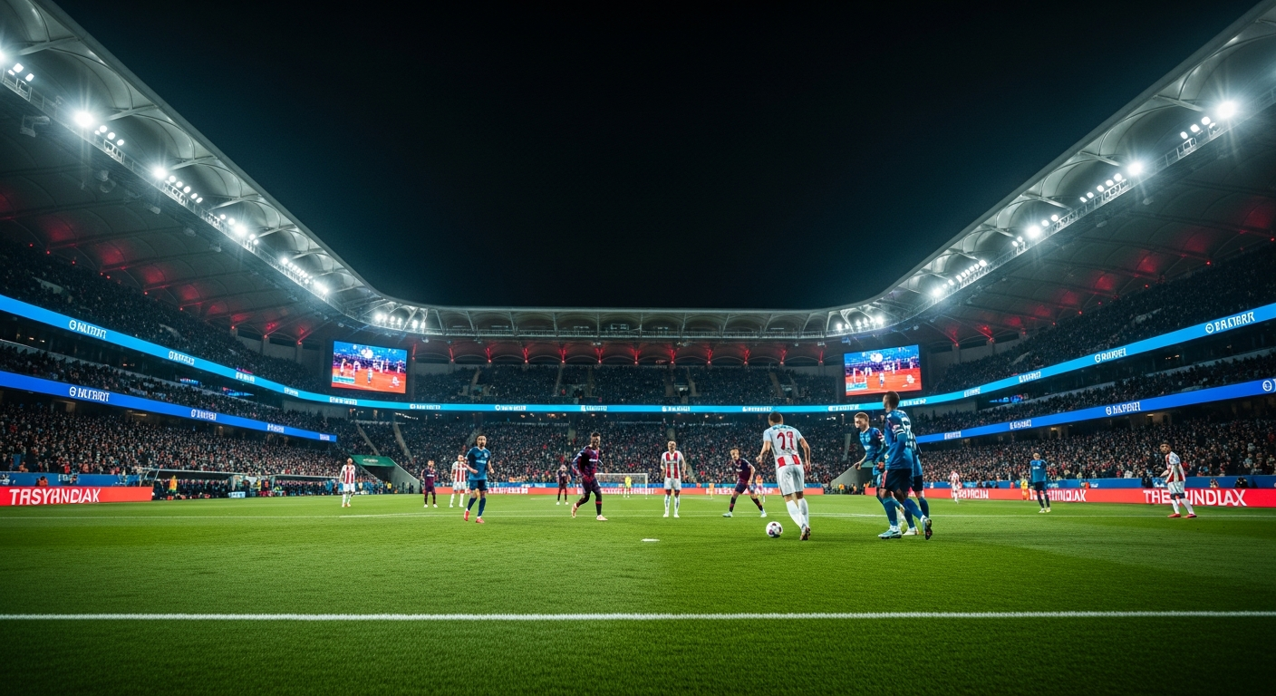Stadyum tribün içi perimeter LED — maç anında yayın görseli